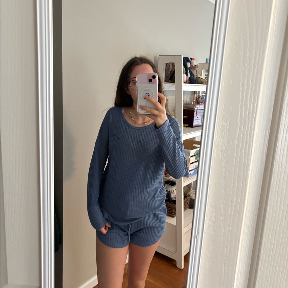 Blue Knit Lounge Set